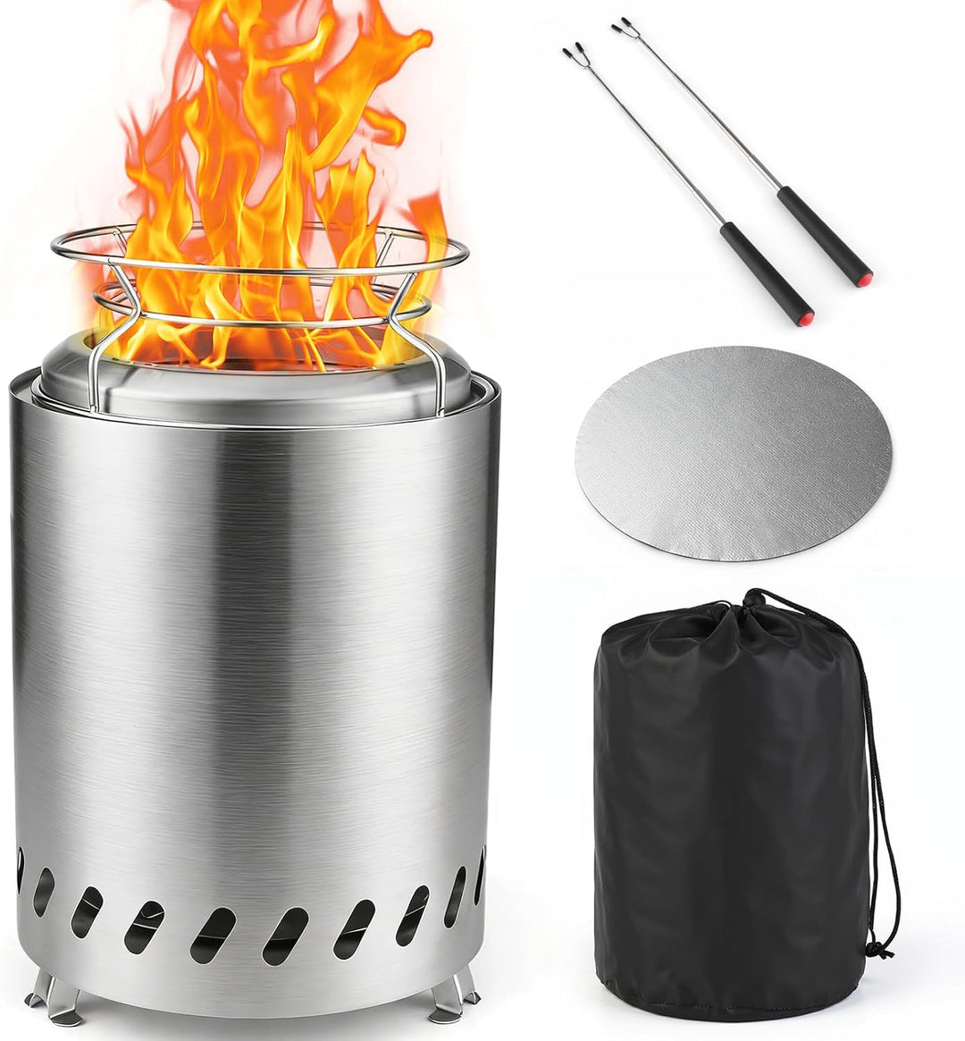 SMOOL Rauchfreier Tischfeuerkorb, Edelstahl raucharm, tragbaher Ofen für Camping, Outdoor & Terrasse