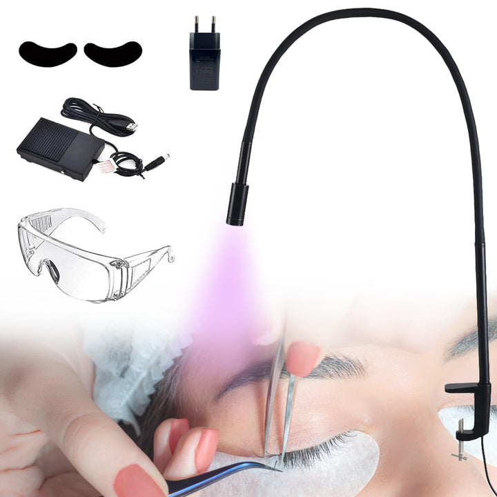 Wimpern Lampe, 5W UV-Wimpernlampe mit Fusspedal für Lichthärtenden, Wimpernverlängerungen Wimpernlic