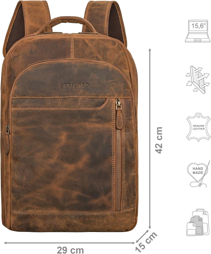 STILORD 'Alura' Grosser Rucksack Damen und Herren Leder Rucksack mit vielen Fächern Laptoprucksack 1