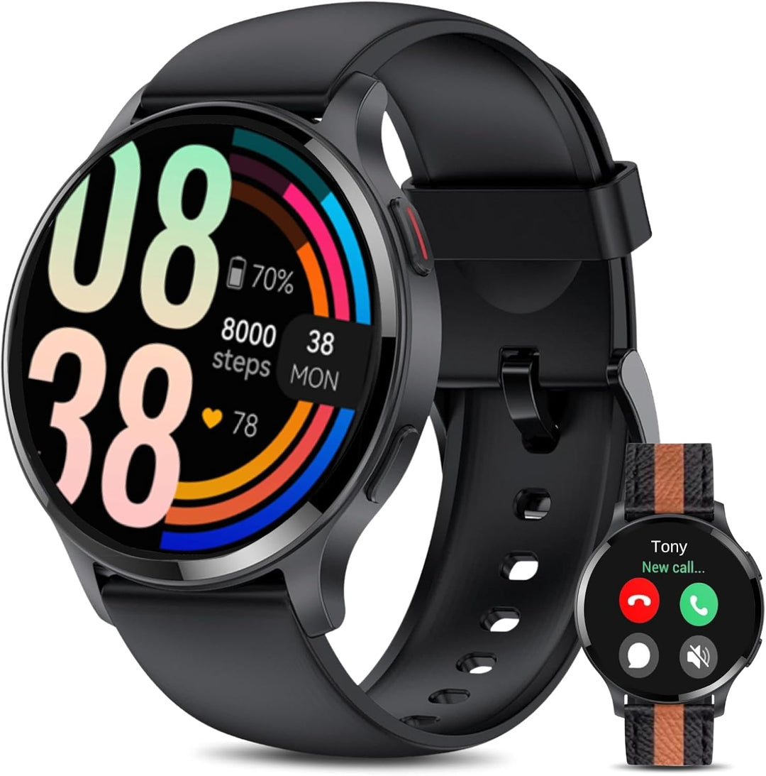 HOAIYO Smartwatch Herren Damen mit Telefonfunktion, 1.5" Fitnessuhr Armbanduhren Sportuhr mit Pulsme