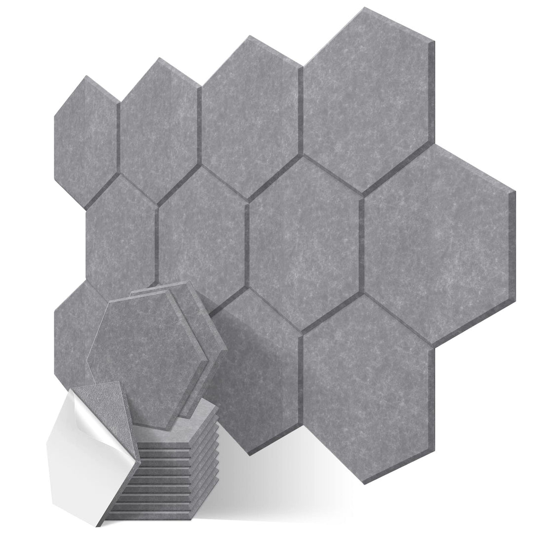 JBER 12 Pack Sechseck-Akustik-Paneele, Schallschutzschaum selbstklebend, 30 X 26 X 1cm High-Density-