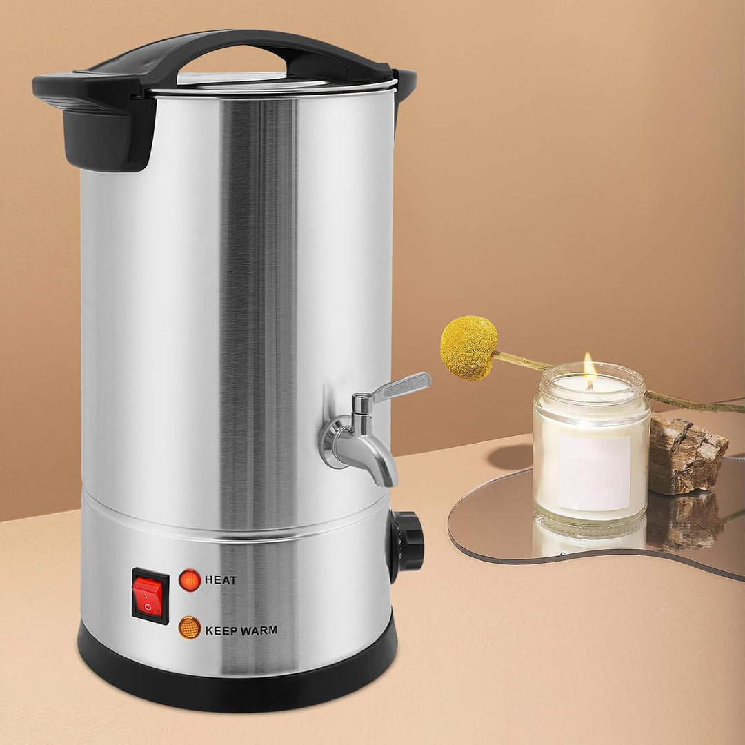 1800W silbernes Wachsschmelzgerät 10L SUS304-Edelstahl 30–110°C für Soja | 1800W Leistung, 10L Volum