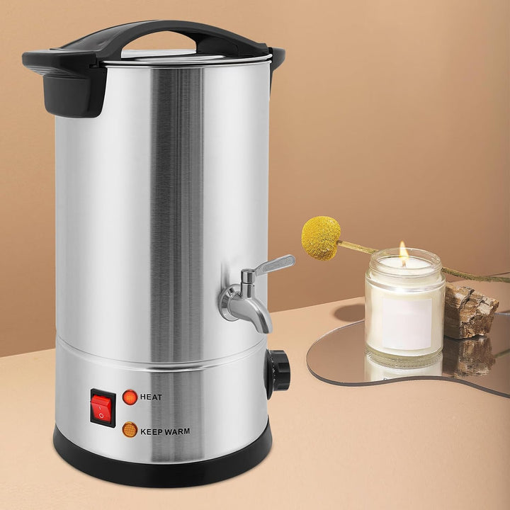 1800W silbernes Wachsschmelzgerät 10L SUS304-Edelstahl 30–110°C für Soja | 1800W Leistung, 10L Volum