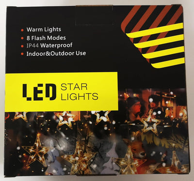 GlobaLink LED Lichtervorhang mit 12 Sterne 108 LEDs Lichterkette Sternenvorhang Sternenlicht mit Fer