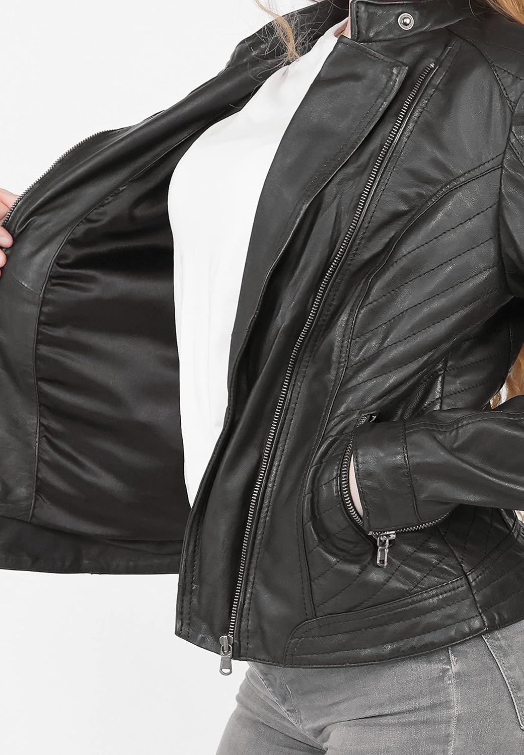 MAZE Damen Lederjacke 4202165 S Schwarz, S Schwarz
