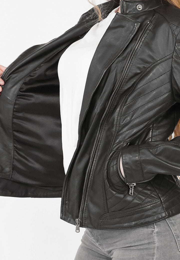 MAZE Damen Lederjacke 4202165 S Schwarz, S Schwarz