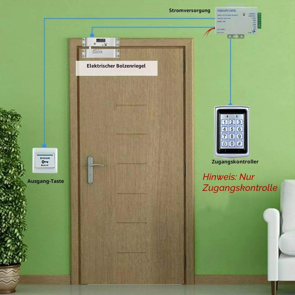 YAVIS Metal Codeschloss Türöffner Access Control Keypad 125 kHz EM Kartenleser + 10 RFID-Keychians +