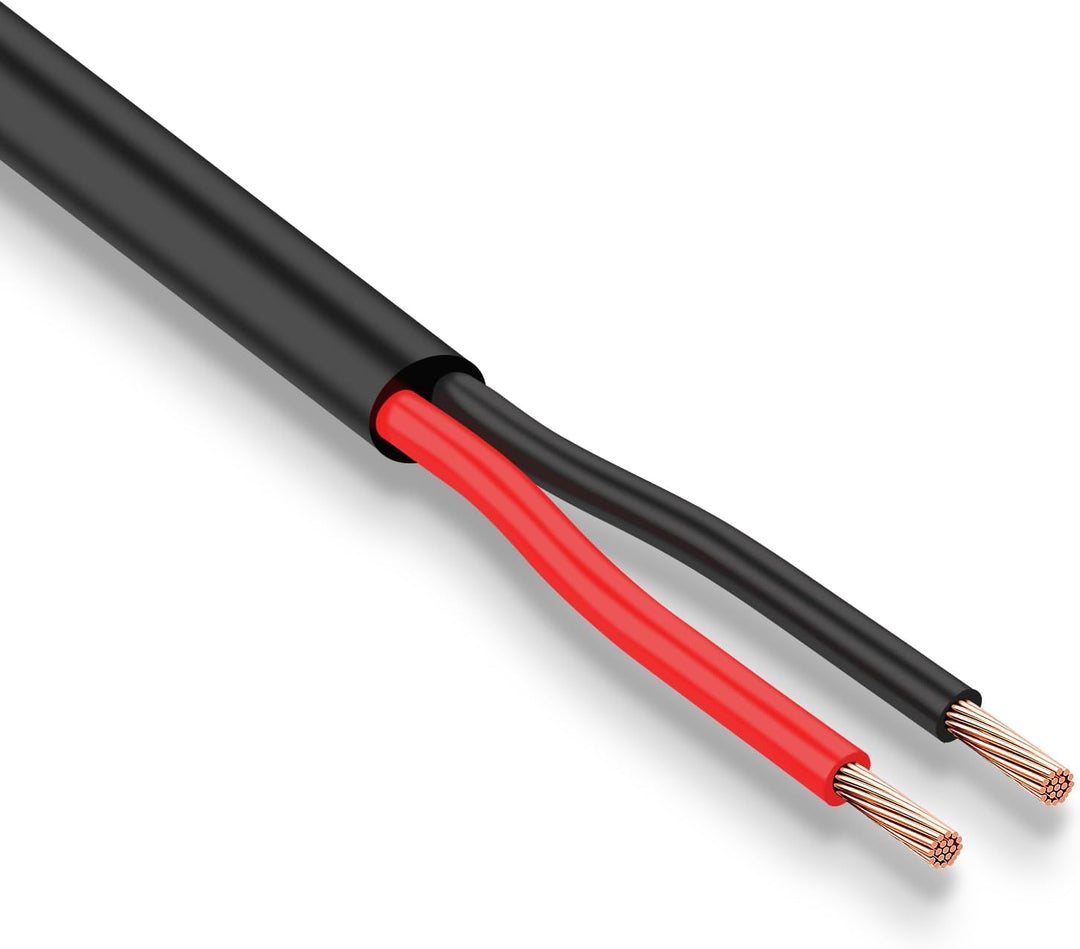 AOHEWEI 2 × 1,0 mm² rundes 2-adriges Doppelkabel 2-Leiter-Kupfer-Elektrokabel 5 V 12 V 24 V 60 V, dü