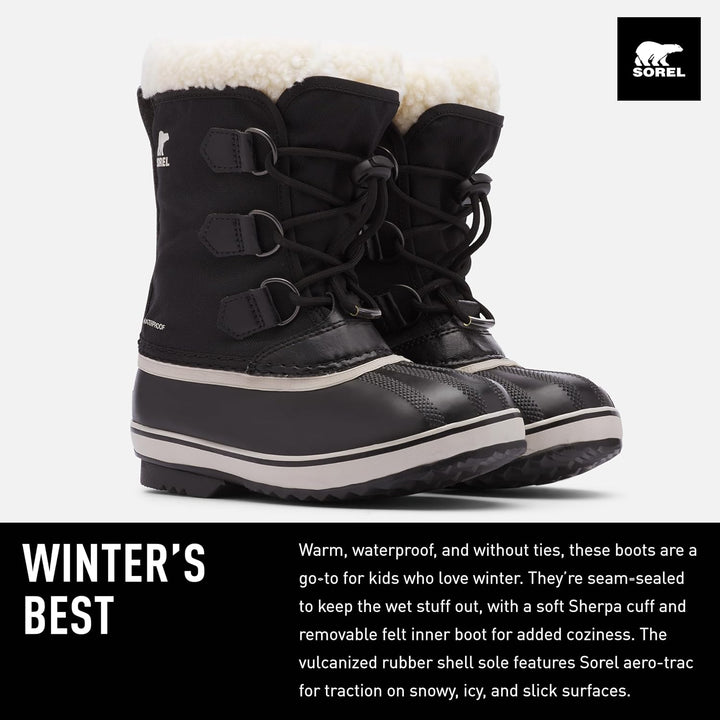 Sorel Unisex Kinder Kids Yoot Pac Nylon Waterproof Schneestiefel 32 EU Schwarz, 32 EU Schwarz