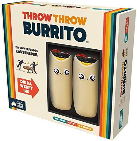 Asmodee Exploding Kittens, Throw Throw Burrito (Auflage 2022), Partyspiel, Kartenspiel, 2-6 Spieler,