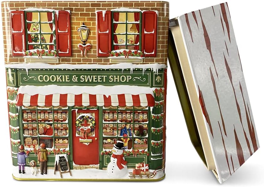 Stadthaus Winter Cookie & Sweet - Dose in Form eines klassischen Backsteinhauses - lebensmittelecht