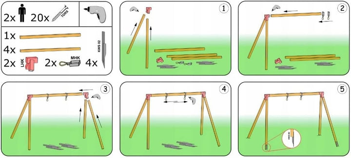 Bausatz zum BAU Einer Spielplatzschaukel, Gartenschaukel, Kinderschaukel | Hergestellt in der Europä