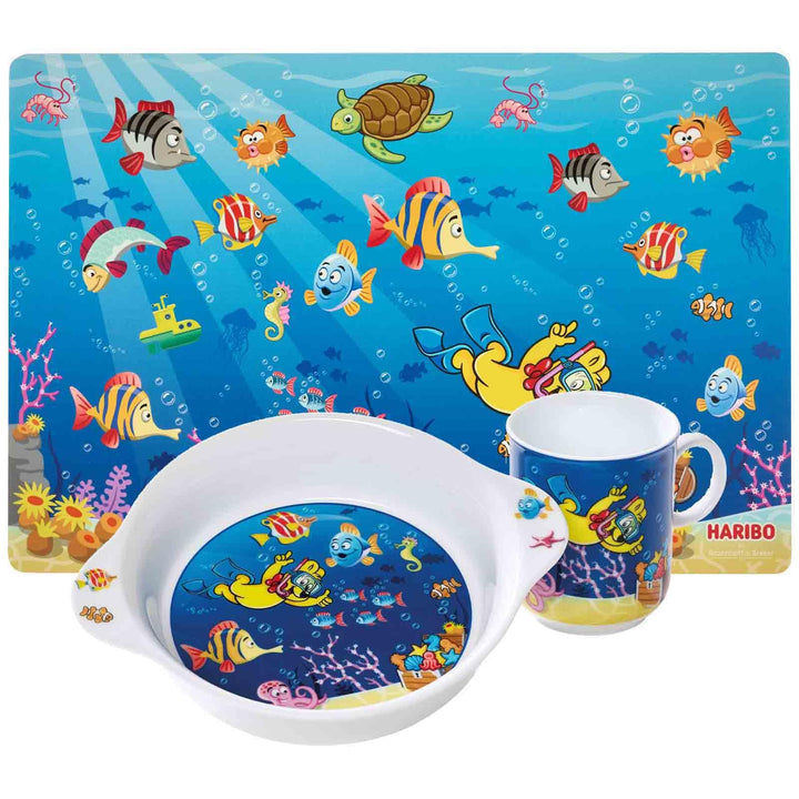 Ritzenhoff &amp; Breker Haribo Seaworld Kinder-Set 3-teilig – Becher 270 ml, Schale mit Griff, Tischset