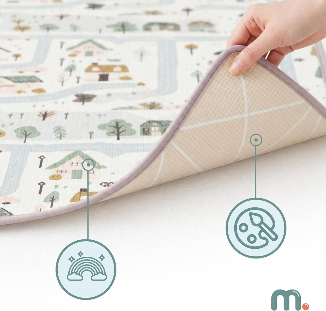 Mamabrum XPE Spielmatte für Babys und Kinder 180 x 150 cm, Doppelseitig, 1,5 cm Beżowy, Beżowy