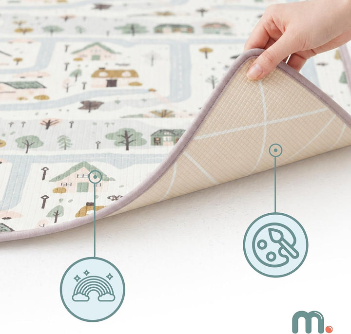 Mamabrum XPE Spielmatte für Babys und Kinder 180 x 150 cm, Doppelseitig, 1,5 cm Beżowy, Beżowy