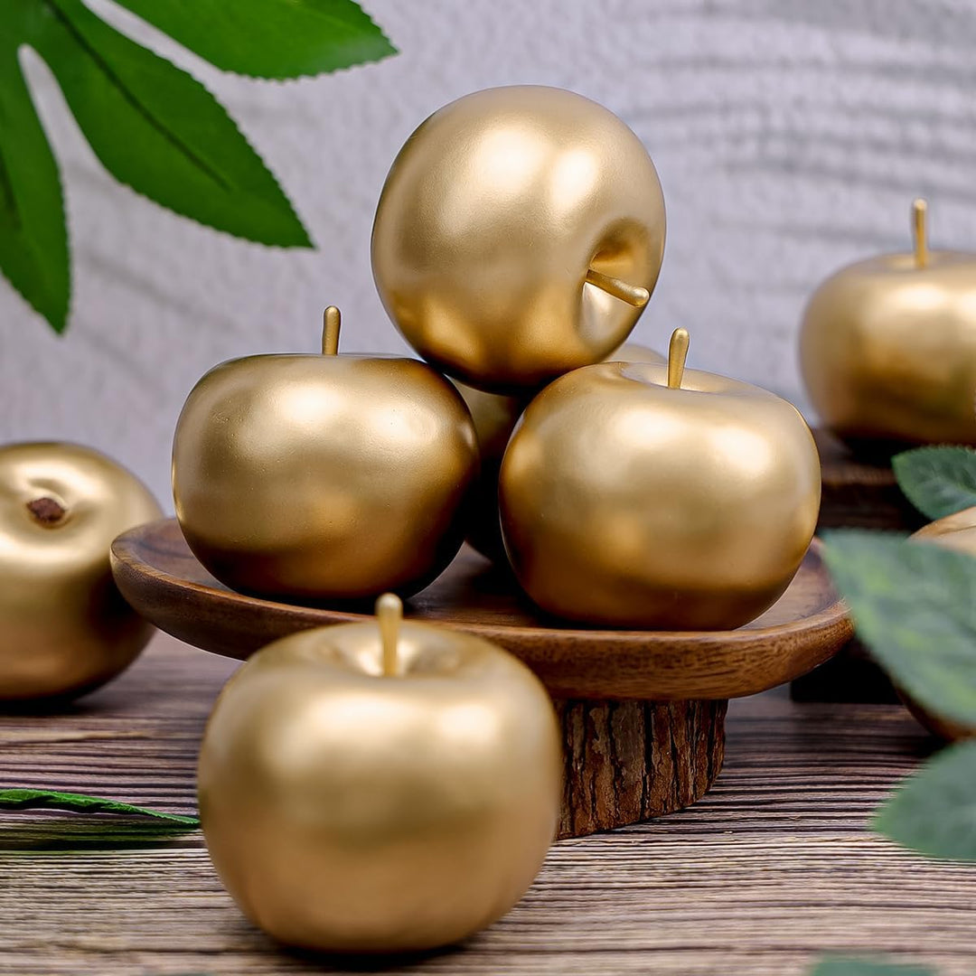 Gresorth 6 Stück Künstlich Gold Apfel Fälschung Äpfel Obst Zuhause Party Christmas Dekoration, Gold
