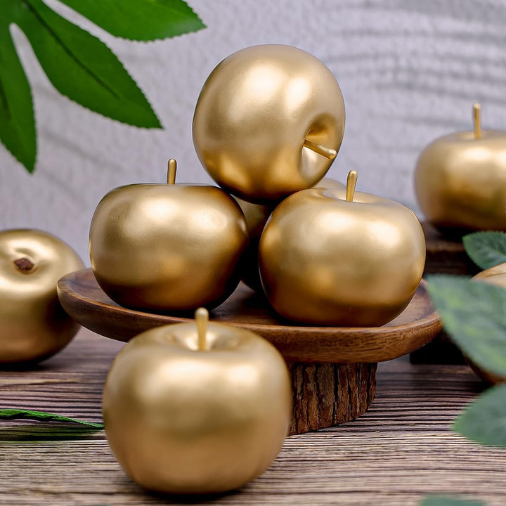 Gresorth 6 Stück Künstlich Gold Apfel Fälschung Äpfel Obst Zuhause Party Christmas Dekoration, Gold