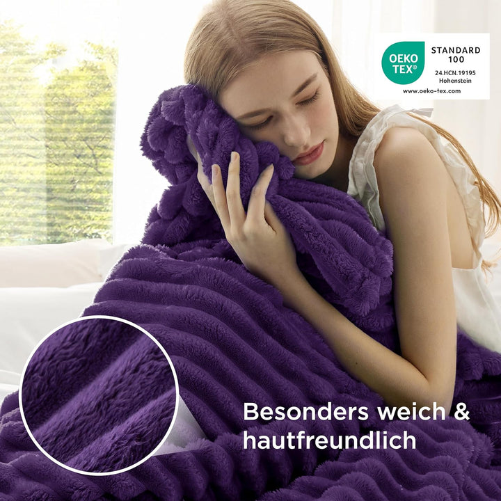 BEDSURE Kuscheldecke für Zimmer Deko - Wolldecke & Fleecedecke, Sofadecke, Weiche Warme Grobe Kordde