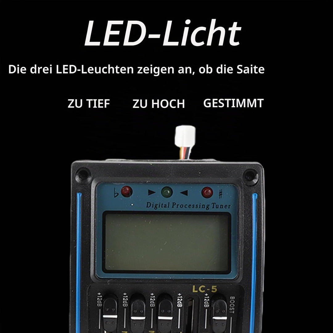 5 Band Tonabnehmer, EQ Equalizer Piezo Digital Tuner Tonabnehmer für Akustikgitarre