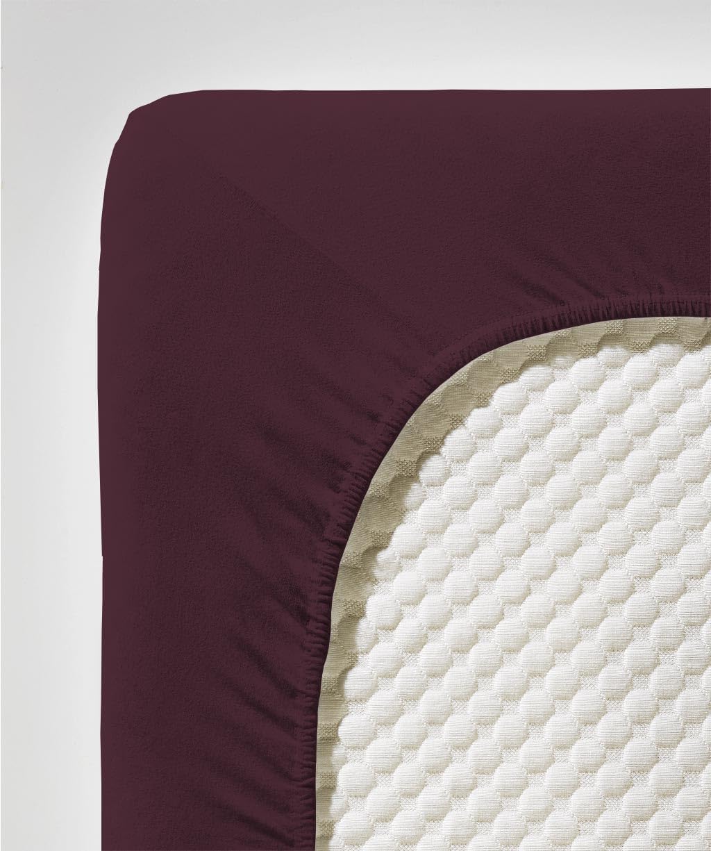 fleuresse Comfort Spannbettlaken, Jersey, Pflaume, 200 x 200 cm Pflaume 200 x 200 cm, Pflaume 200 x
