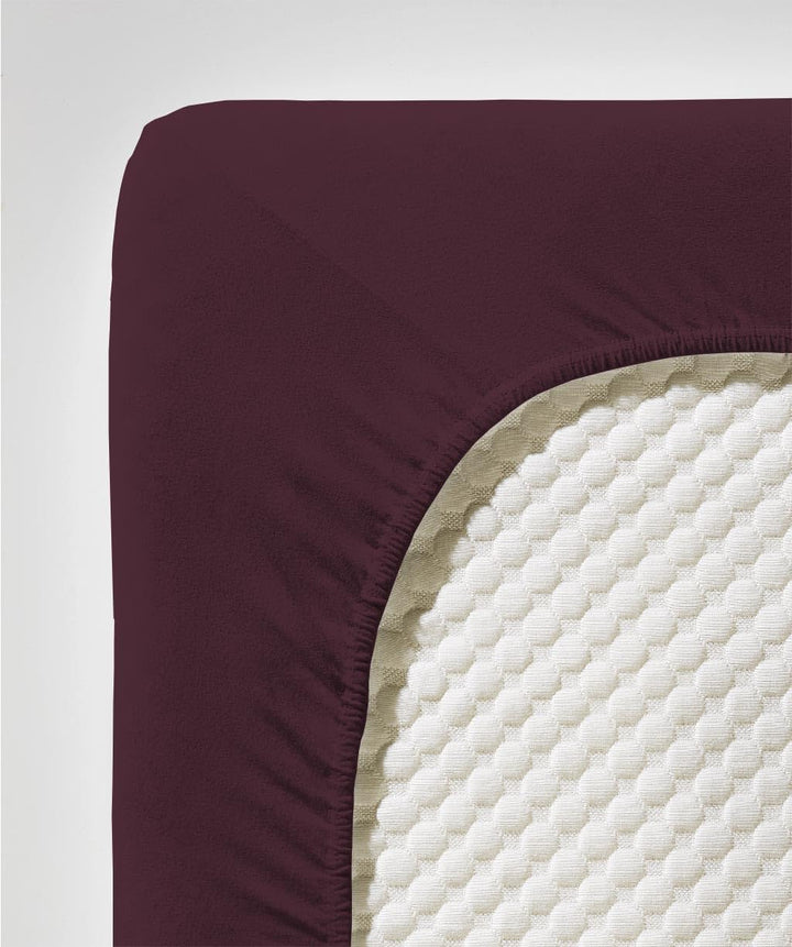 fleuresse Comfort Spannbettlaken, Jersey, Pflaume, 200 x 200 cm Pflaume 200 x 200 cm, Pflaume 200 x
