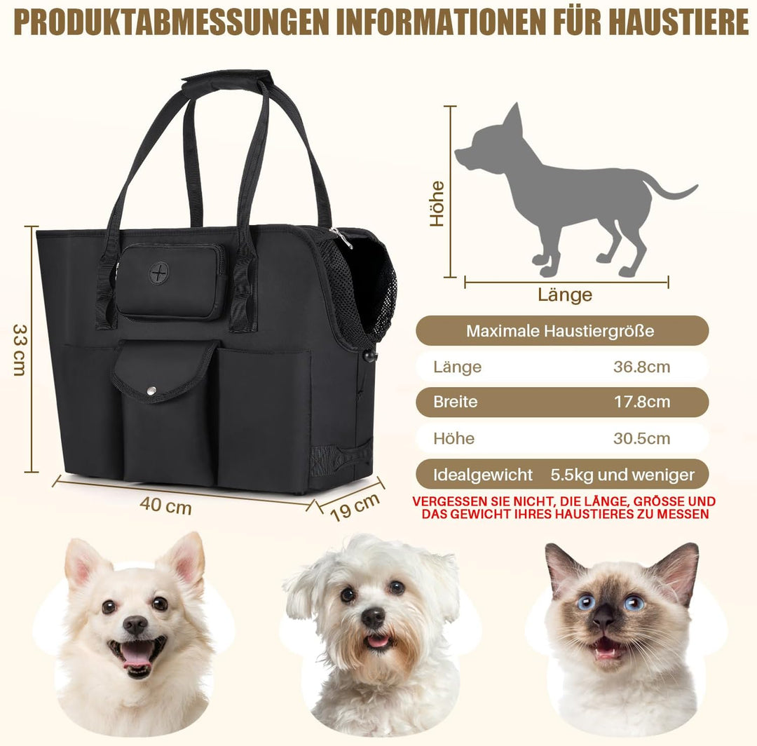 Eyein Hundetasche - Tragbare hundetragetasche mit Taschen & Sicherheitsleine, Atmungsaktive Transpor