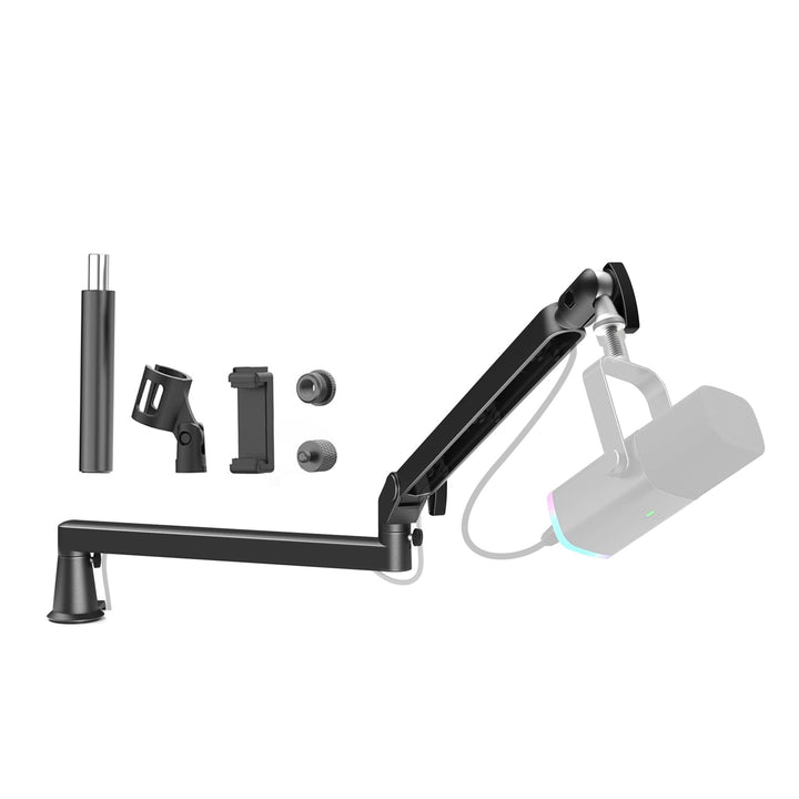 Mikrofonarm Niedrigprofil mit 15cm Verlängerung, Verstellbarer Mikrofonarm aus Metall, Kabelmanageme