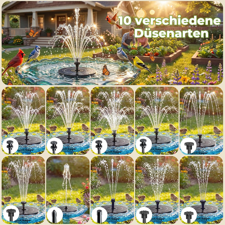 AISITIN 3.5W Solarbrunnen für Draussen (φ180mm) Solar Springbrunnen für Aussen mit 4 Stützstangen So