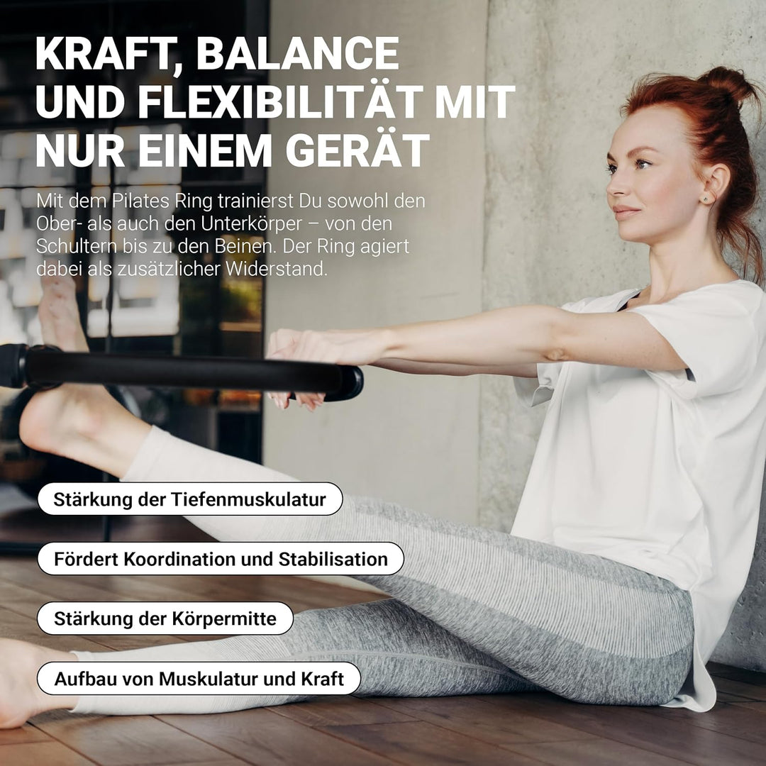 MSPORTS Pilates Ring Premium I Widerstandsring - Doppelgriff Pilates Yoga Ring 38 cm Übungskreis Sch