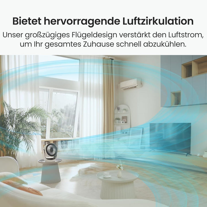 SwitchBot USB Tischventilator, leistungsstarker 24 dB leiser Batterie-Umluftventilator, Kompatibel m
