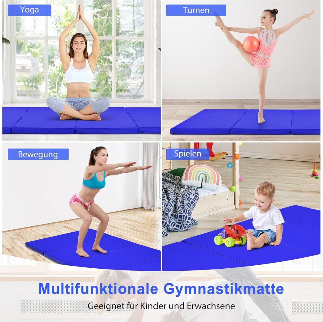 COSTWAY 240 x 120 x 5 cm Weichbodenmatte, Gymnastikmatte klappbar, Yogamatte mit Klettverschluss und