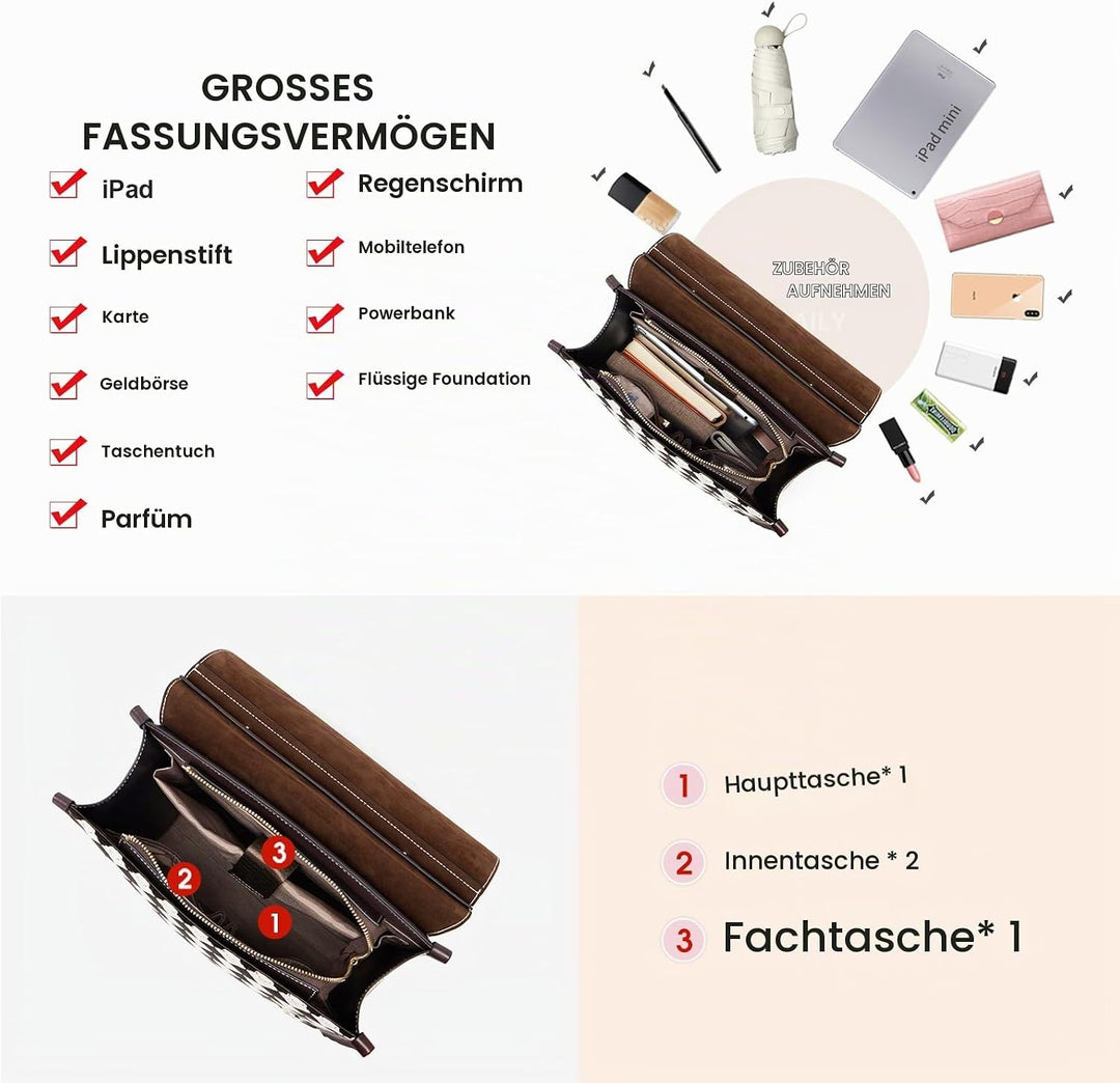 Cnolés Business Rucksack Damen Leder Eleganter Daypack Wasserdicht Damen-Rucksackhandtaschen Rücksac