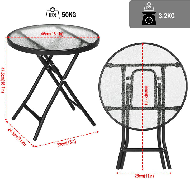eSituro Klapptisch, Beistelltisch klappbar, Balkontisch Campingtisch Gartentisch Bistrotisch, mit Me