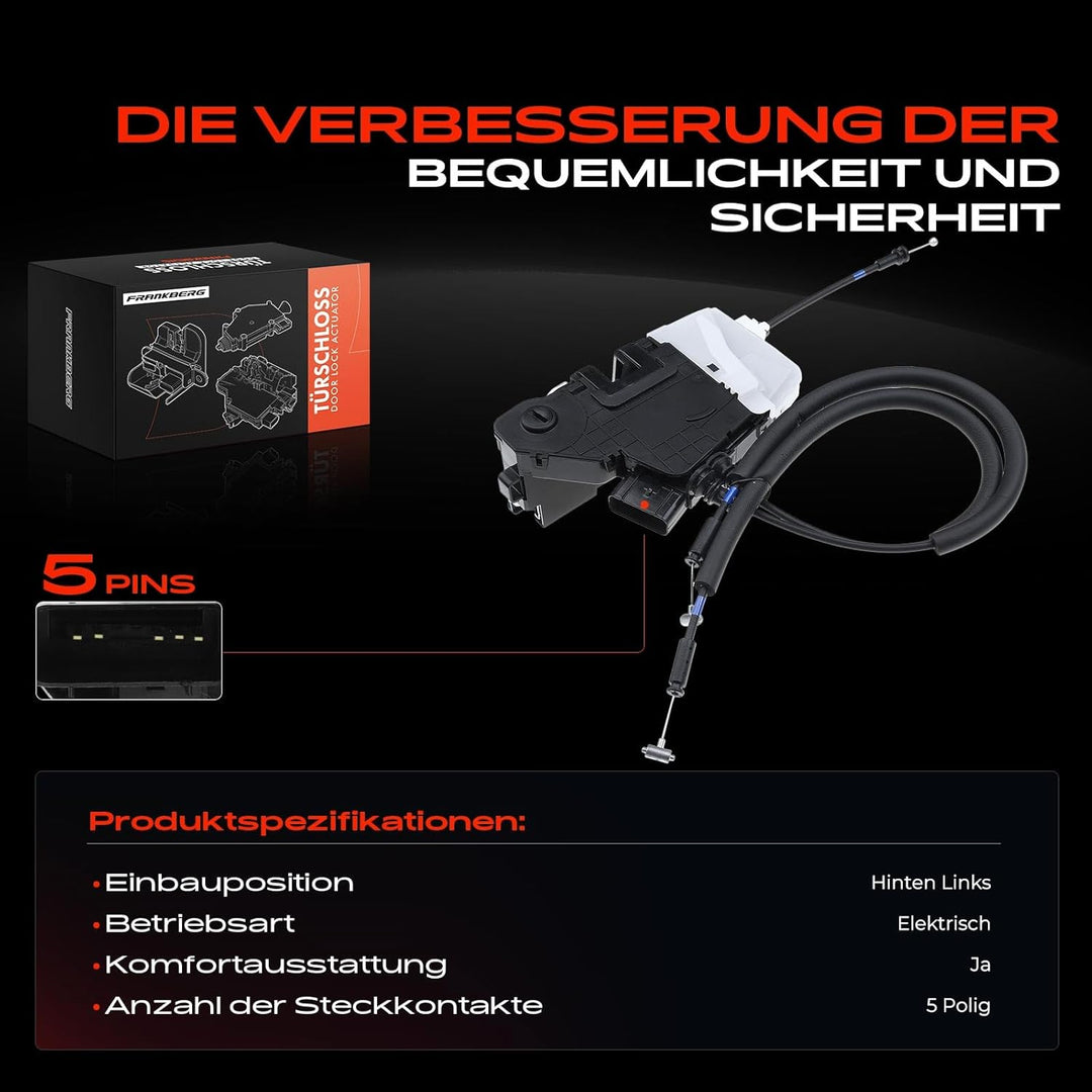 Frankberg Türschloss Stellmotor Hinten Links 5-Polig Kompatibel mit Tucson TL TLE 2016-2020 Tucson T