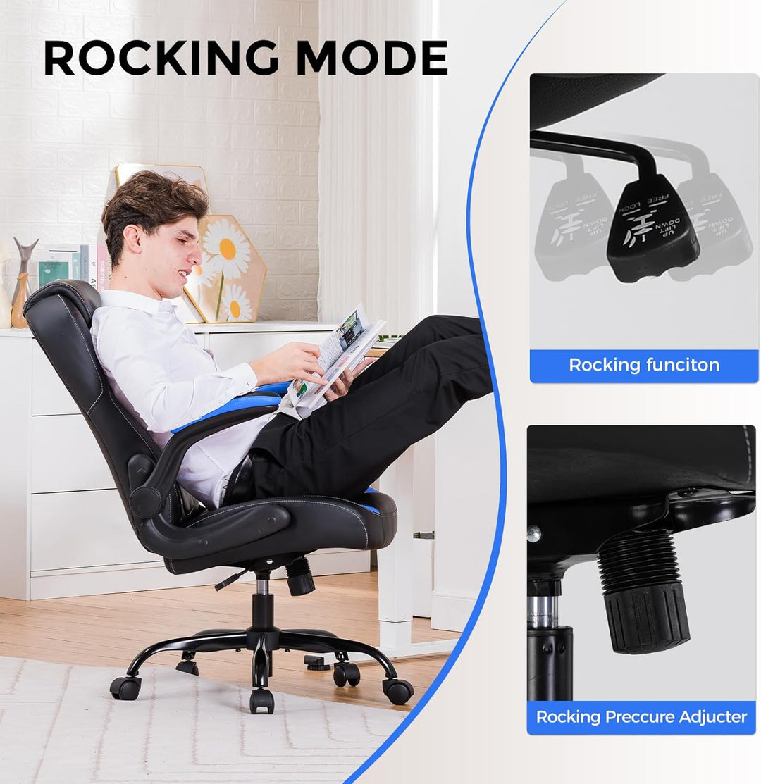 GTPLAYER Gaming Stuhl mit hochklappbarer Armlehne, Gamer Stuhl mit Schaukelfunktion, Ergonomischer C