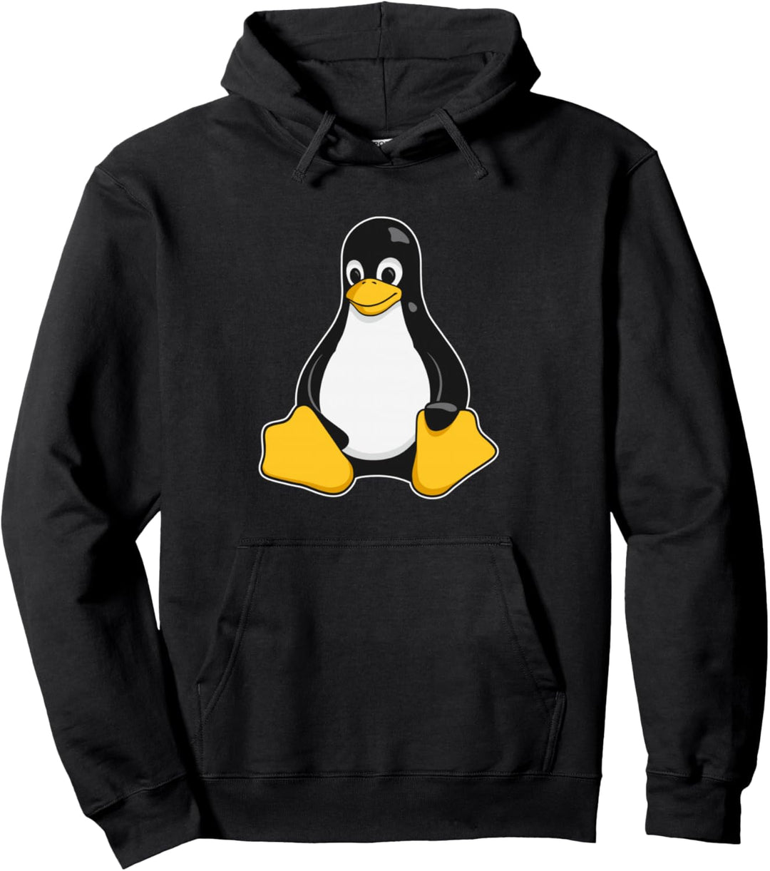 Linux Mascot Tux the Penguin Enhanced Black Gift Men Women Pullover Hoodie