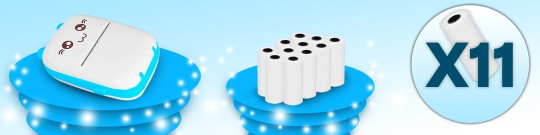 Retoo Mini Drucker mit 11 Rollen Druckerpapier, Mobiler Fotodrucker, Tragbarer Mini Foto drucker, Wi