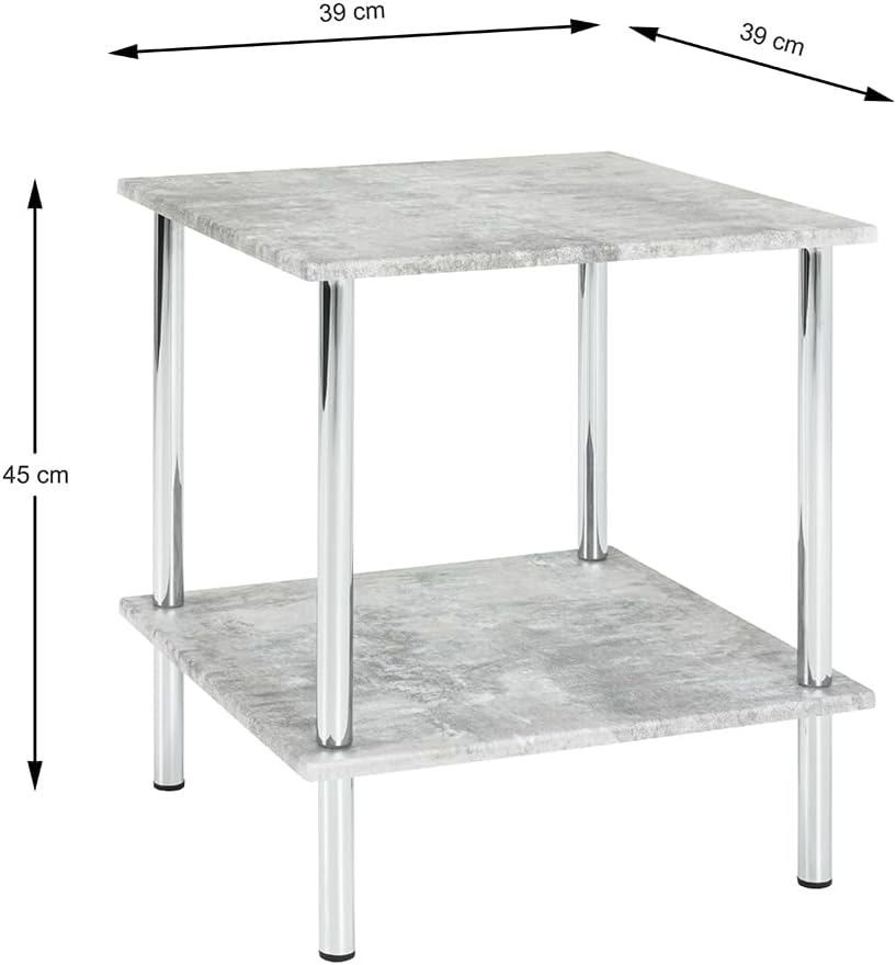 Haku-Möbel 15666 Beistelltisch, Chrom-betonoptik, 39 x 39 x 45 cm 39 x 39 x 45 cm Chrom-betonoptik,