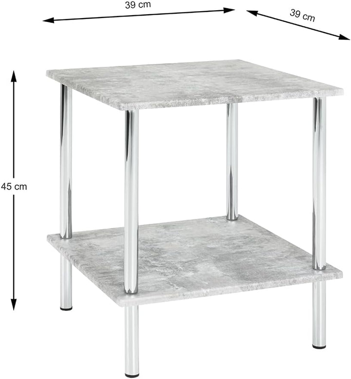 Haku-Möbel 15666 Beistelltisch, Chrom-betonoptik, 39 x 39 x 45 cm 39 x 39 x 45 cm Chrom-betonoptik,