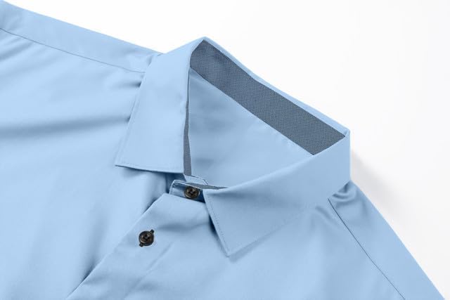 Herren Hemd Businesshemd Langarm Freizeithemd Herrenhemden Casual Regular Fit L B Blau, L B Blau