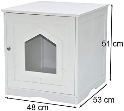 nanook Design Katzenhaus für Katzentoilette - weiss - Holz - 48x53x51 cm - Katzenklo Katzenschrank