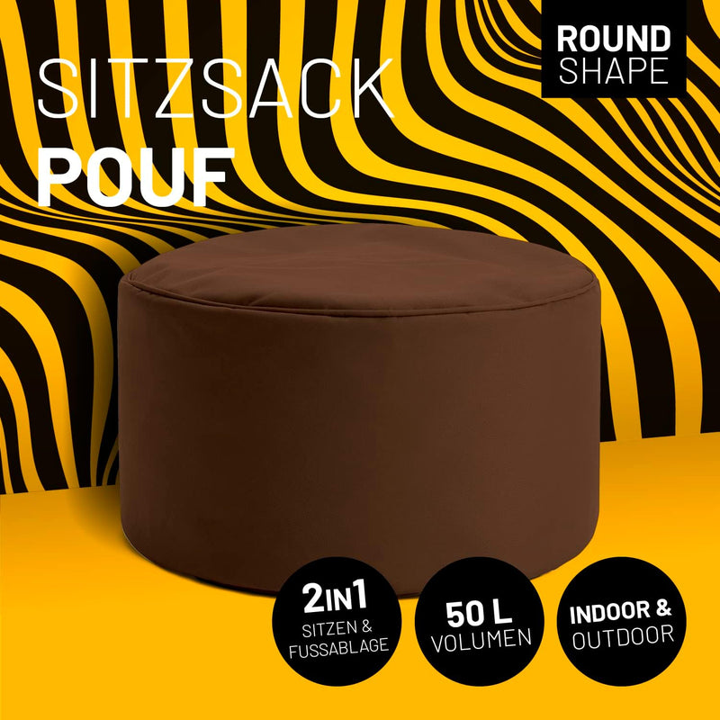 Lumaland Sitzsack Pouf (50 L) | Kompakter Sitzsack mit 3-in-1-Funktion: bequemer Hocker, praktisches