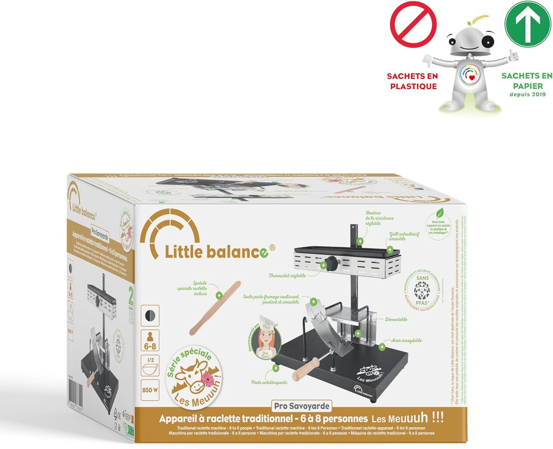 LITTLE BALANCE 8752 Savoyarde 1/2 Schleifstein, traditionelles Raclette mit halbem Mahlwerk, 8 Perso