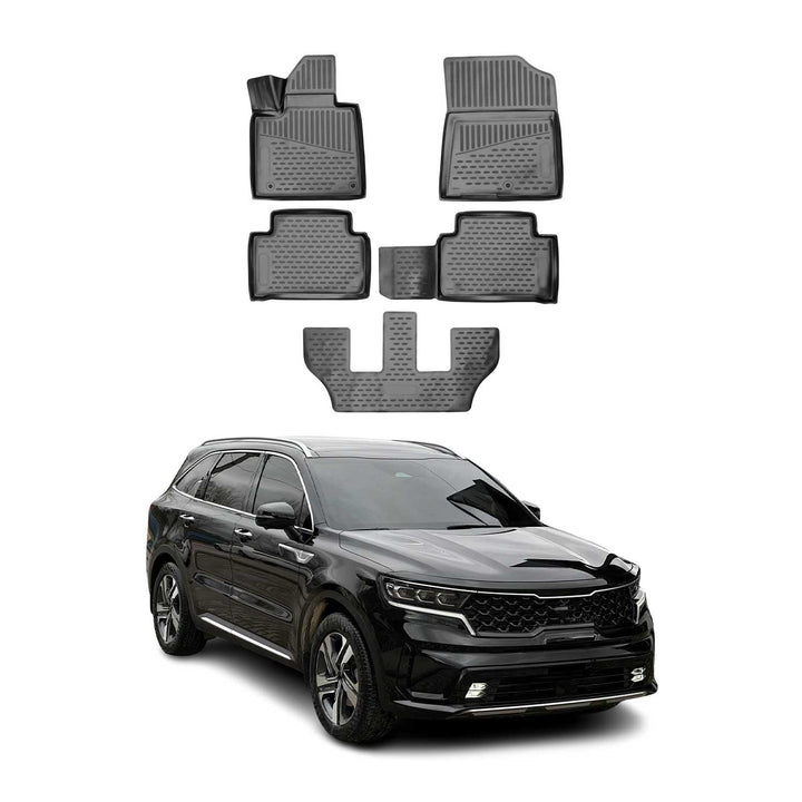 OMAC Gummimatten Fussmatten kompatibel mit Kia Sorento 2020-2025 TPE Automatten Schwarz 5X Sorento 2