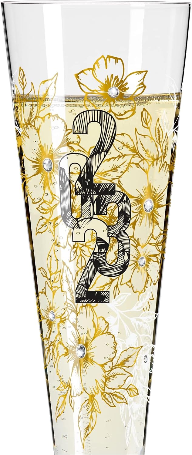 RITZENHOFF 1079013 Champagnerglas 200 ml – Brillantnacht Champagner 2023 – Designerstück mit Echt-Go