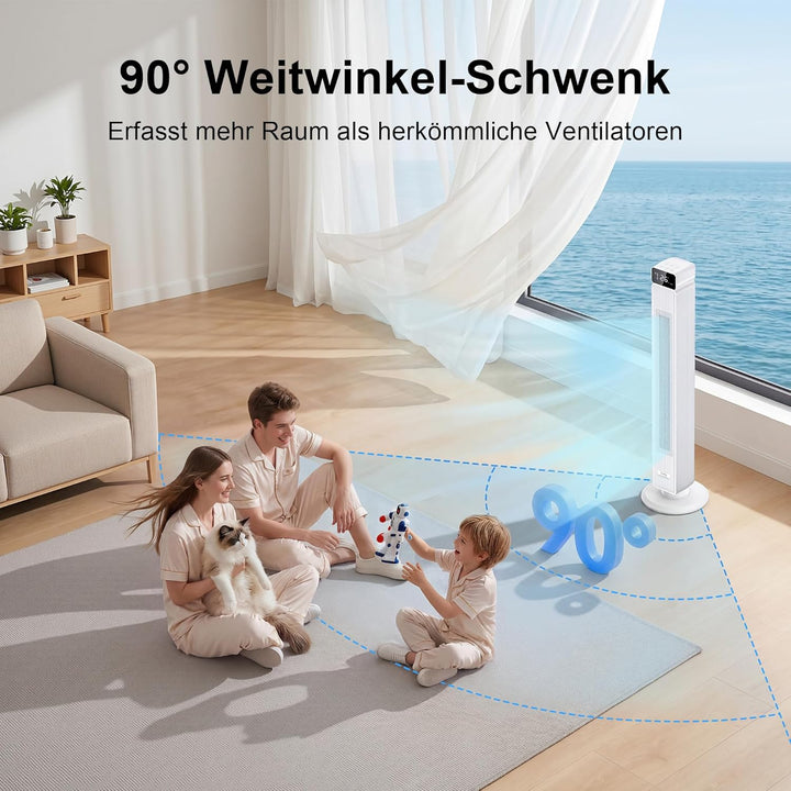Ezify Turmventilator, 7,3 m/s Ventilator Grosser Luftdurchsatz, 30 dB Turmventilator Sehr Leise mit