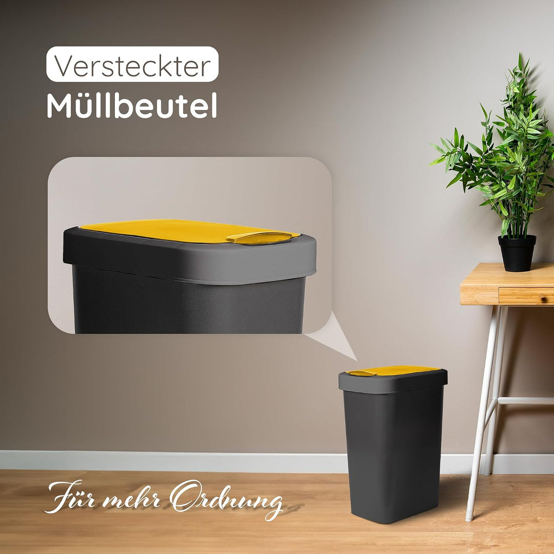 Novaliv Mülleimer 25L mit Schwingdeckel Gelb, Mülltrennung Abfalleimer für Gelben Sack &amp; Verpackung,