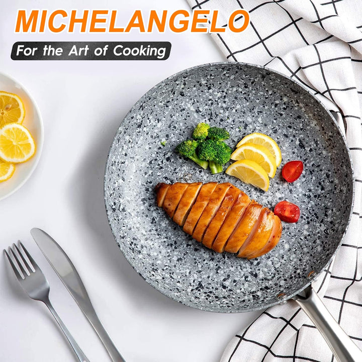 MICHELANGELO Bratpfanne 26cm, Pfanne Induktion, Bratpfanne Induktion, Bratpfanne mit Deckel, antihaf