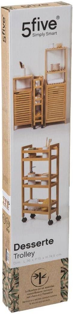 5 five simply smart Schmaler beistelltisch 3 Ebenen mit bambusrollen cm Bambus, cm Bambus