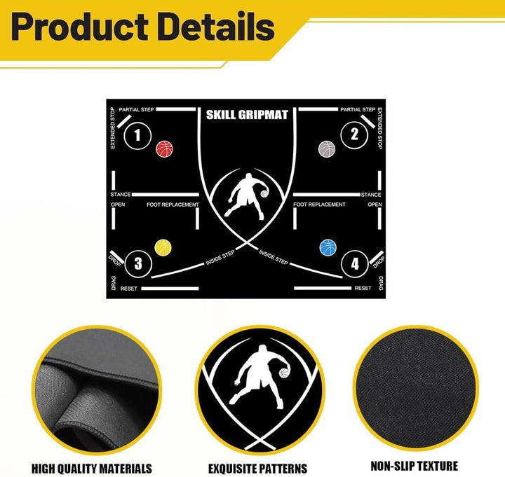 Basketball Trainingsmatte - 120 X 86 Cm Rutschfeste Gummibasketballpads Für Training, Dribbelkontrol